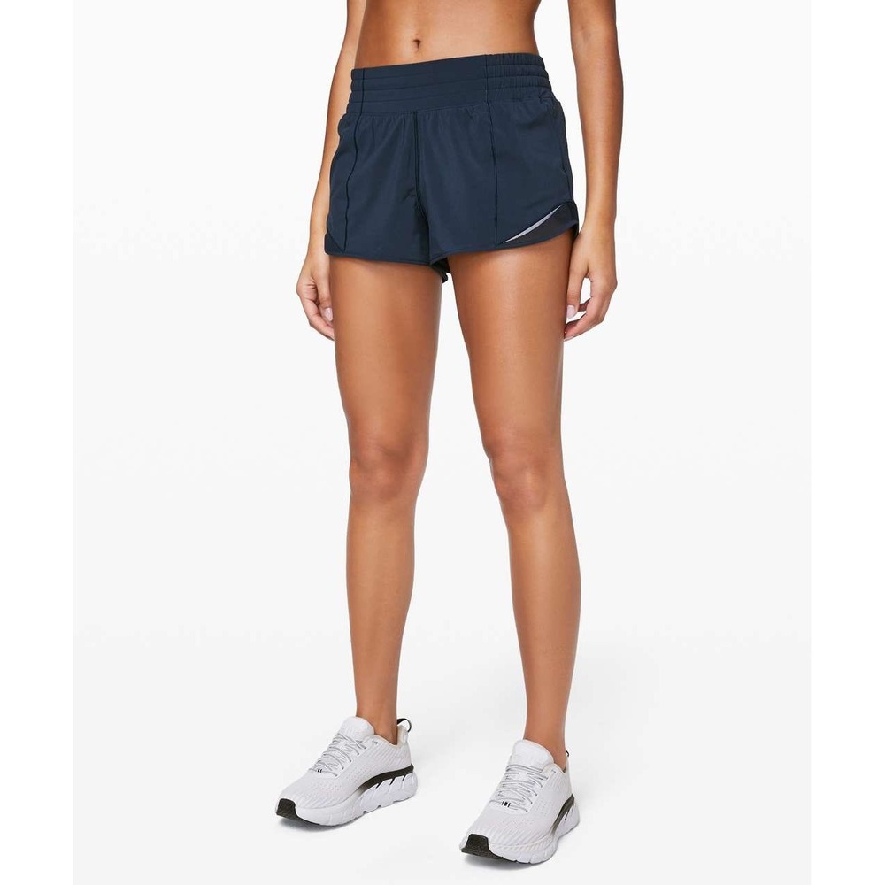 lululemon Hotty Hot Shorts True Navy Blue Size 8 Running Athletic Good Condition